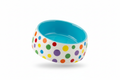 Rainbow polka dot dog bowl